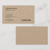 クラフト実在紙プロフェッショナルモダンテンプレートシック 名刺 (正面/裏面)