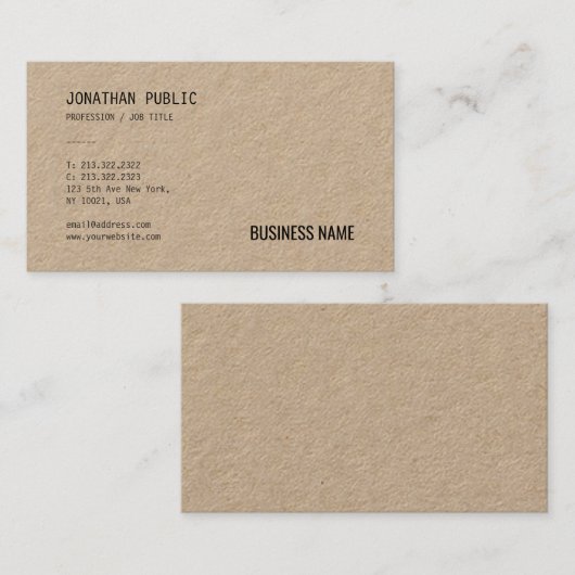 クラフト実在紙プロフェッショナルモダンテンプレートシック 名刺