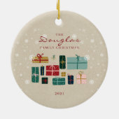 クラフト家族のクリスマスプレゼントをパーソナライズ セラミックオーナメント (裏面)
