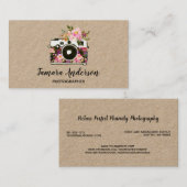 クラフト専門のピンクの花のカメラのカメラマン 名刺 (正面/裏面)