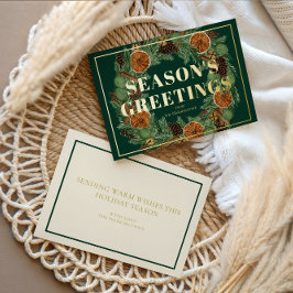 クラフト感のあるドライオレンジ　ピネ　シーズンズグリーティング　ゴールド 箔シーズンカード