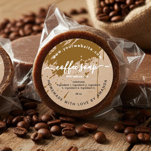 クラフト手作りコーヒー石鹸ラベル ラウンドシール