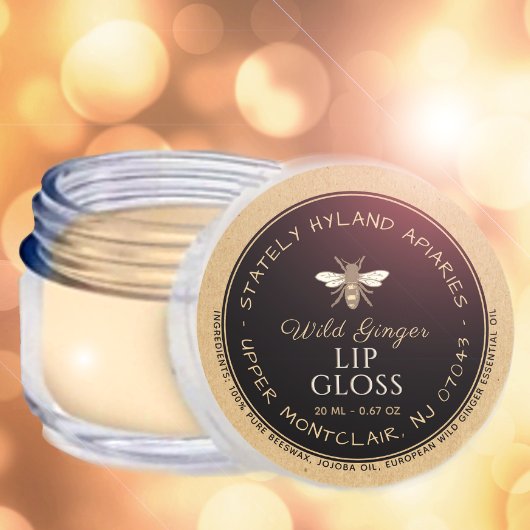 クラフト手書きハチミツワックス リップグロス ラベル ブラック