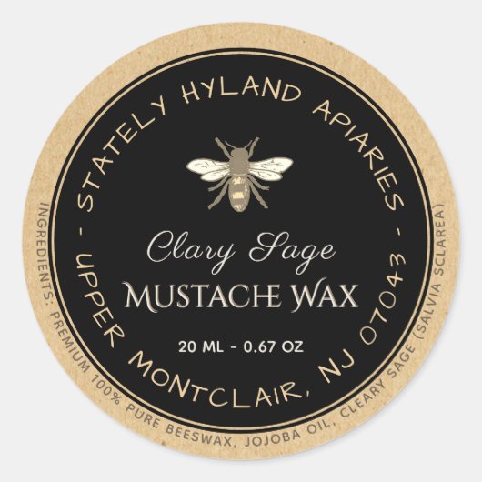 クラフト手書きハニーラベル 黒 ラウンドシール (正面)