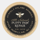 クラフト手書きビーズワックス製品ラベルブラック ラウンドシール (正面)