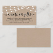 クラフト文字列ライト、ブラックスクリプト、ギフトに関するメモ エンクロージャーカード (正面/裏面)