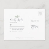 クラフト書道素朴な緑の結婚式RSVP インビテーションポストカード (裏面)