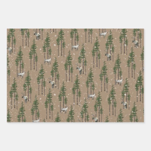 クラフト東素朴松の森の森の木の葉 ラッピングペーパーシート (正面3)