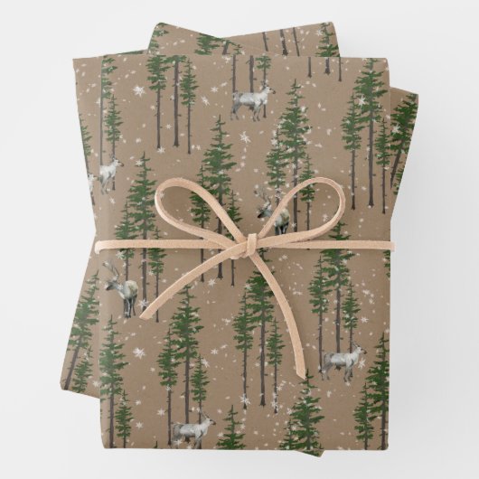 クラフト東素朴松の森の森の木の葉 ラッピングペーパーシート (インサイチュ)