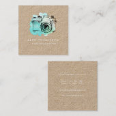 クラフト正方形の水カラーカメラフォトグラファー スクエア名刺 (正面/裏面)