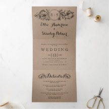 クラフト段ボールフローラフレームとイニシャル結婚の