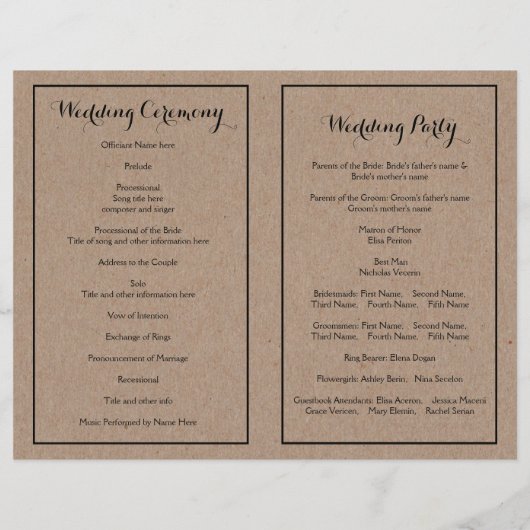 クラフト段ボールヴィンテージフローラフレームとイニシャル (裏面)