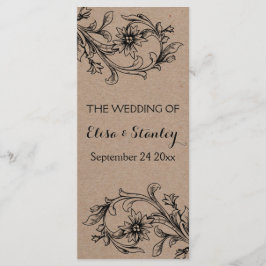 クラフト段ボールヴィンテージフローラ結婚式プログラム プログラム