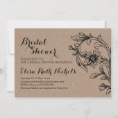 クラフト段ボール結婚フローラブライダルシャワー 招待状 (正面)
