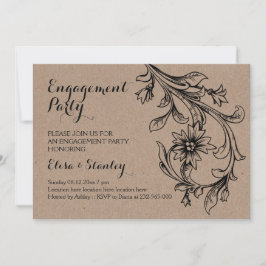 クラフト段ボール結婚フローラ婚約パーティ 招待状