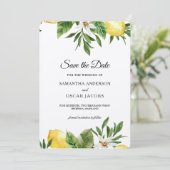 クラフト水彩画の黄色のレモンと葉 セーブザデート (スタンド正面)