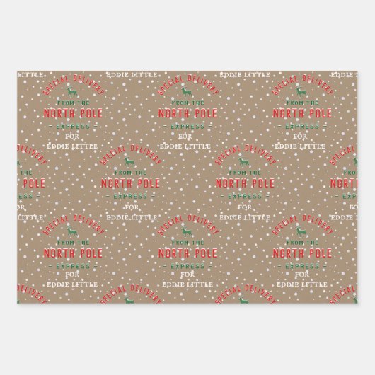 クラフト特別配達北極3人の子供の名前 ラッピングペーパーシート (正面)