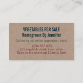 クラフト生野菜が自家栽培 名刺 (裏面)