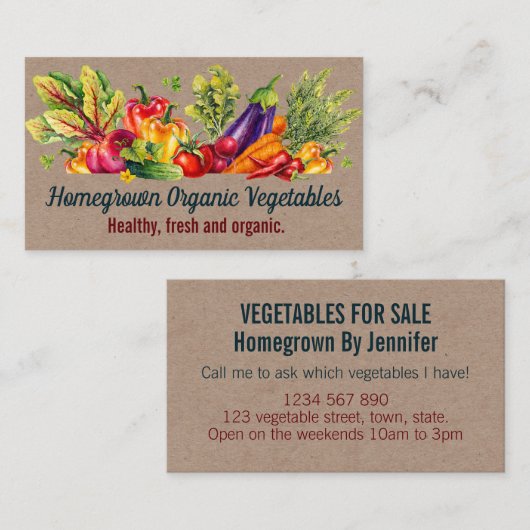 クラフト生野菜が自家栽培 名刺 (正面/裏面)