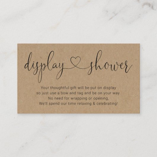 クラフト用の表示シャワー素朴インサート エンクロージャーカード (正面)