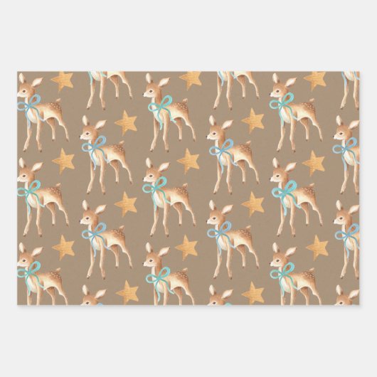 クラフト男の赤ちゃん初めてのクリスマストナカイパーティー ラッピングペーパーシート (正面3)