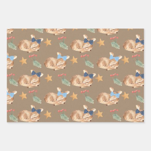 クラフト男の赤ちゃん初めてのクリスマストナカイパーティー ラッピングペーパーシート (正面2)