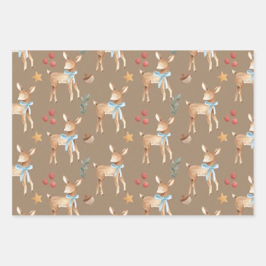 クラフト男の赤ちゃん初めてのクリスマストナカイパーティー ラッピングペーパーシート (正面)