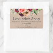 クラフト石鹸ラベルの水色の花 長方形シール (バッグ)