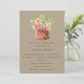 クラフト砂漠多肉性サボテンの葉ブライダルシャワー 招待状 (スタンド正面)