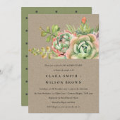 クラフト砂漠多肉性サボテンの葉婚約 招待状 (正面/裏面)