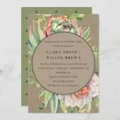 クラフト砂漠多肉性サボテンの葉婚約 招待状 (正面/裏面)