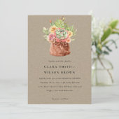 クラフト砂漠多肉質のサボテンの葉の束結婚の 招待状 (スタンド正面)