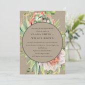 クラフト砂漠多肉質のサボテンの葉カップルのシャワー 招待状 (スタンド正面)