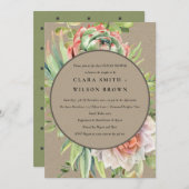 クラフト砂漠多肉質のサボテンの葉カップルのシャワー 招待状 (正面/裏面)