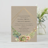 クラフト砂漠多肉質のサボテンの葉カップルのシャワー 招待状 (スタンド正面)