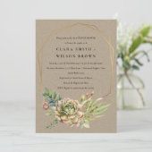 クラフト砂漠多肉質のサボテンの葉カップルのシャワー 招待状 (スタンド正面)