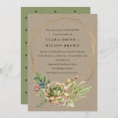 クラフト砂漠多肉質のサボテンの葉カップルのシャワー 招待状 (正面/裏面)