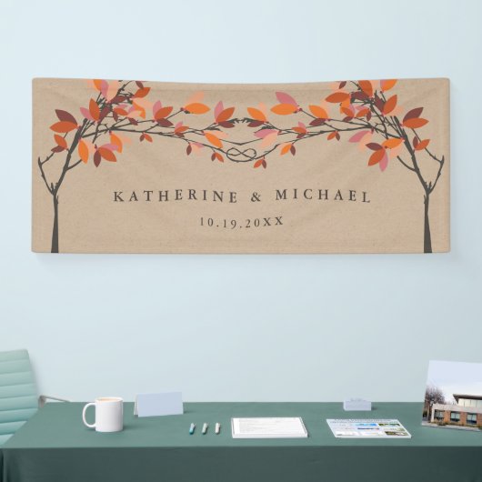 クラフト秋の赤い結び付き愛結婚の木 横断幕 (トレードショー)