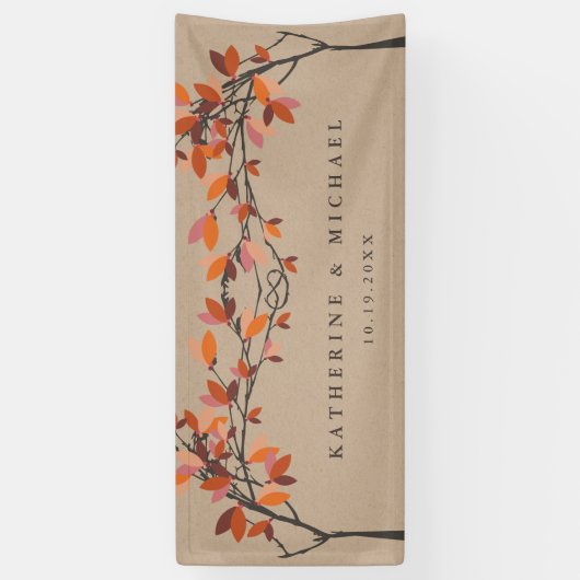 クラフト秋の赤い結び付き愛結婚の木 横断幕 (縦)