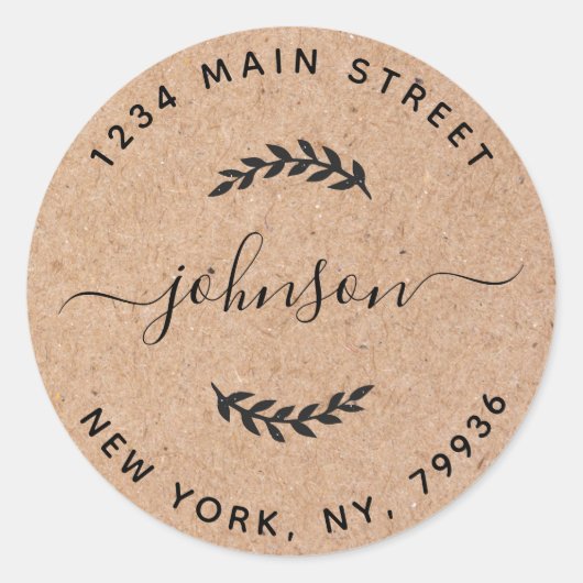 クラフト紙でオリジナルの丸い返送先住所ラベルを作ろう ラウンドシール (正面)