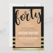 クラフト紙とゴールドのサプライズパーティー　40歳の誕生日 招待状 (正面)