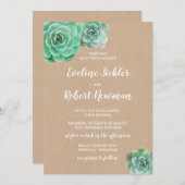クラフト紙と多肉類結婚式招待状 招待状 (正面/裏面)