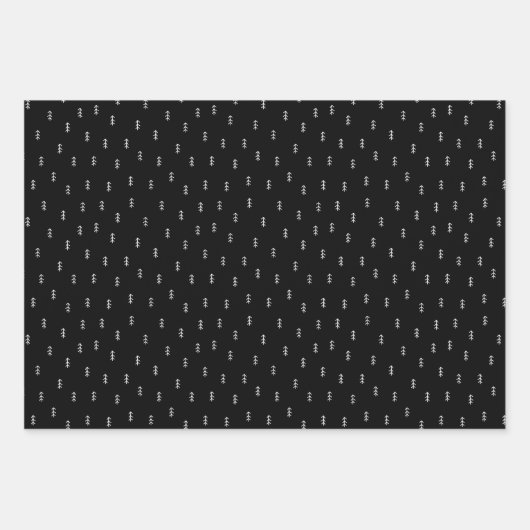 クラフト紙のぬくもり | クリスマスのプレイド模様の鹿の角 ラッピングペーパーシート (正面2)