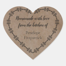 クラフト紙のような手作りのラベル ハートステッカー付 ハートシール