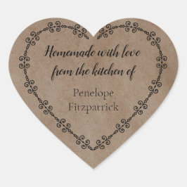 クラフト紙のような手作りのラベル ハートステッカー付 ハートシール