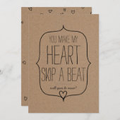 クラフト紙のキュートなハート ロマンチックなバレンタインデー シーズンカード (正面/裏面)