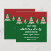クラフト紙のクリスマスツリー 赤と緑の招待状 招待状 (正面/裏面)
