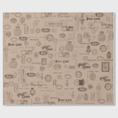 クラフト紙のスタイルのヴィンテージの郵便料金 ラッピングペーパー (フラット)