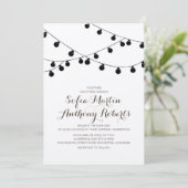 クラフト紙のストリングライト 現代の結婚式招待状 招待状 (スタンド正面)