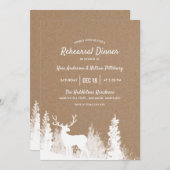 クラフト紙のトナカイ クリスマス リハーサル ディナー 招待状 (正面/裏面)
